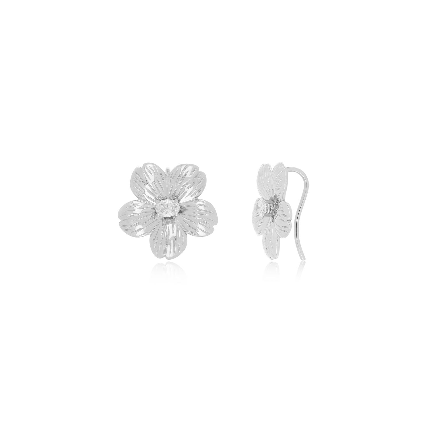 Cherry Blossom Earrings in 14k white gold