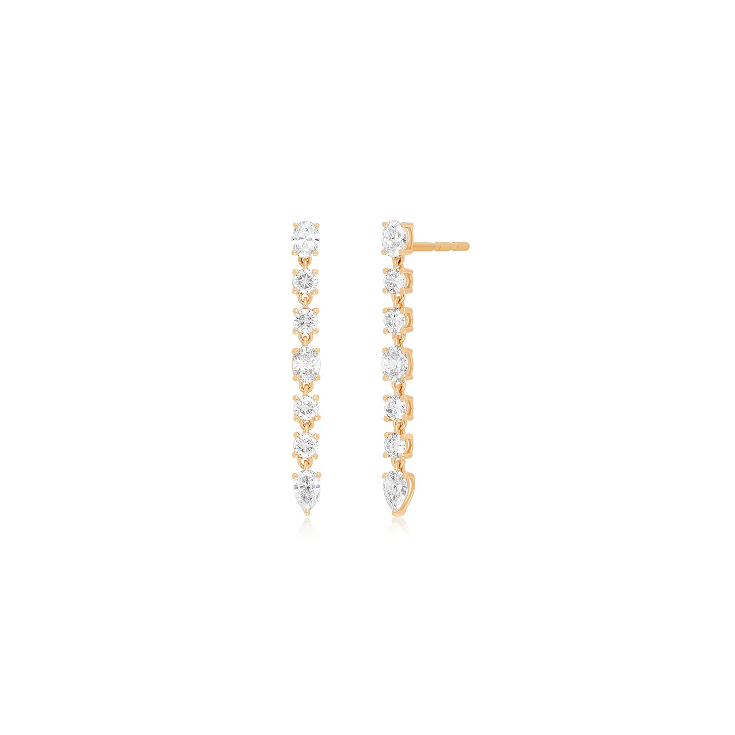 Diamond Carrie Drop Stud Earring in 14k rose gold