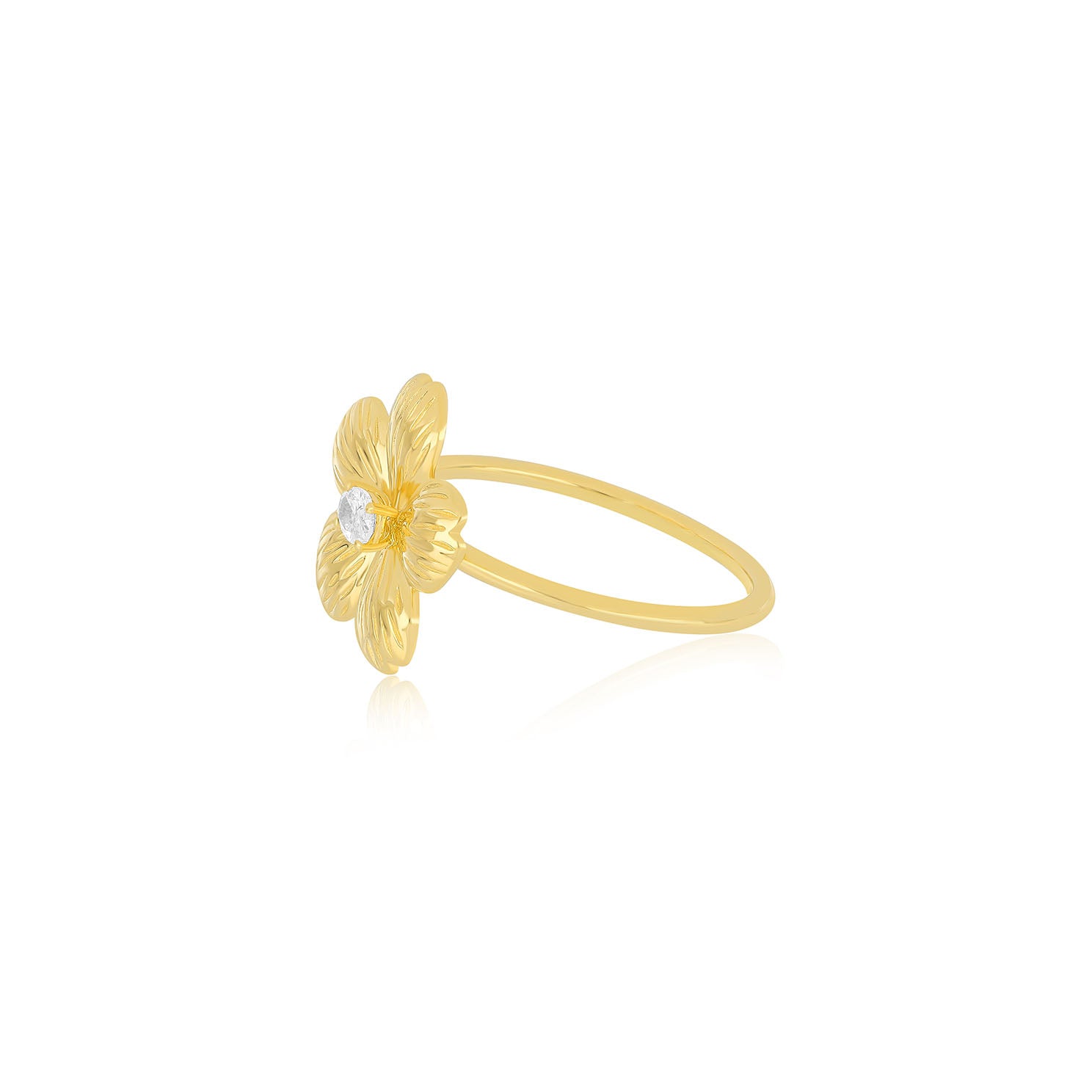 Cherry Blossom Ring in 14k yellow gold side view