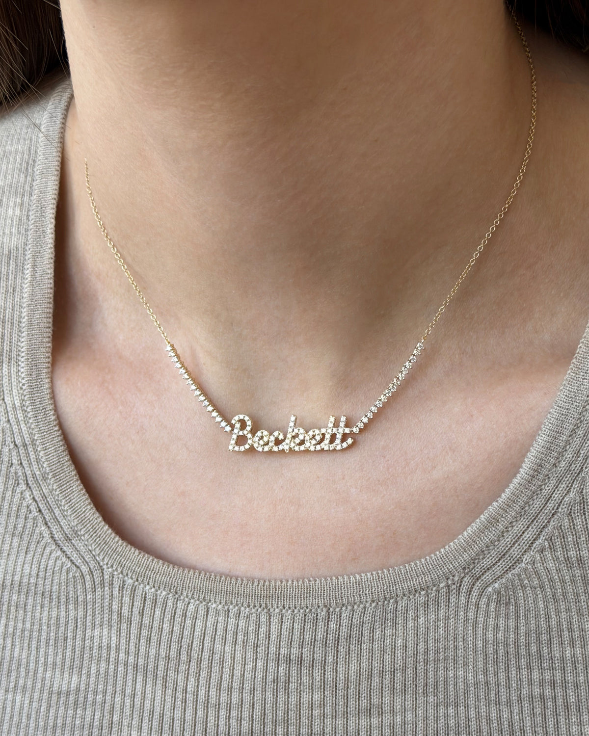 Luxe Diamond Script Name Necklace