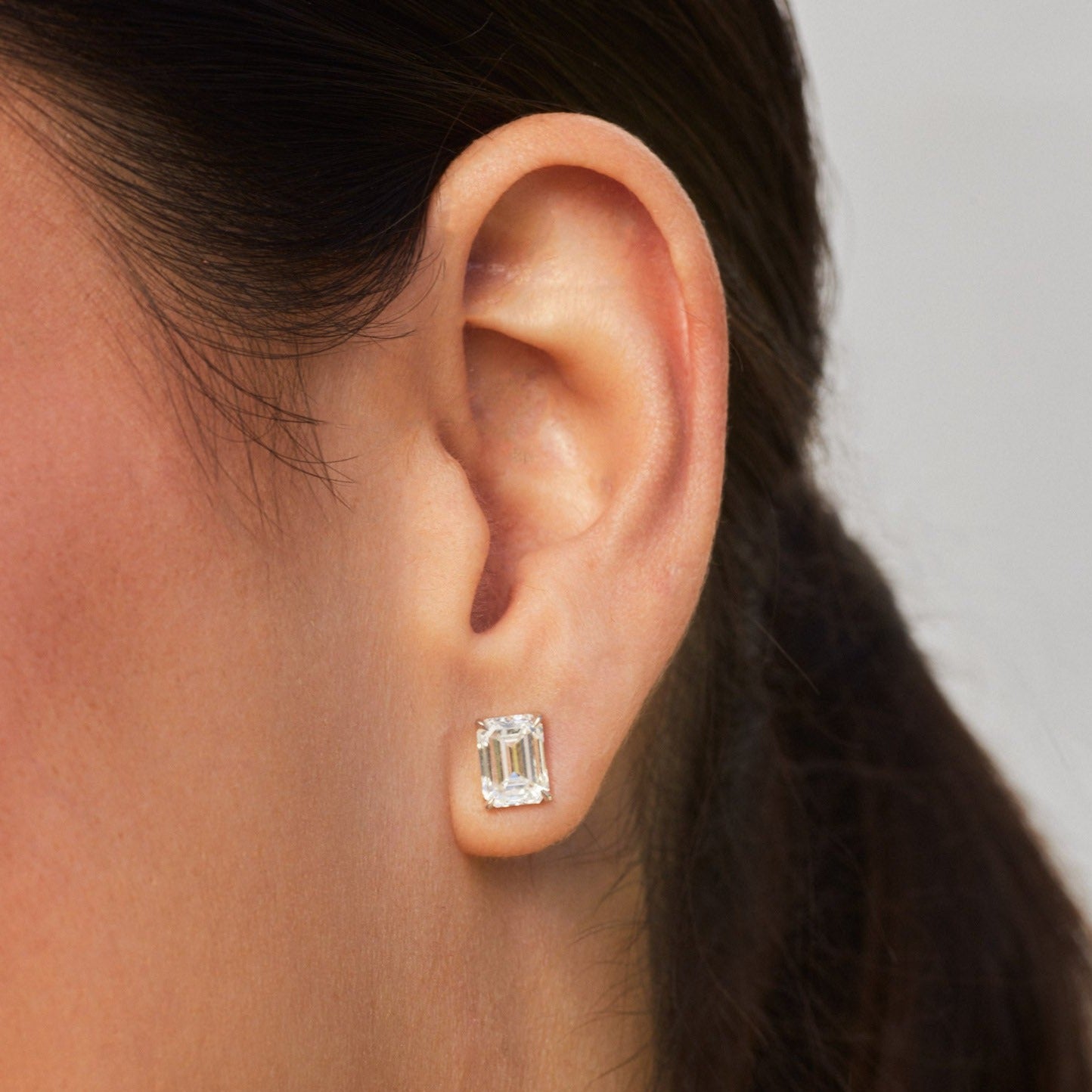 Emerald shape diamond earrings 2025