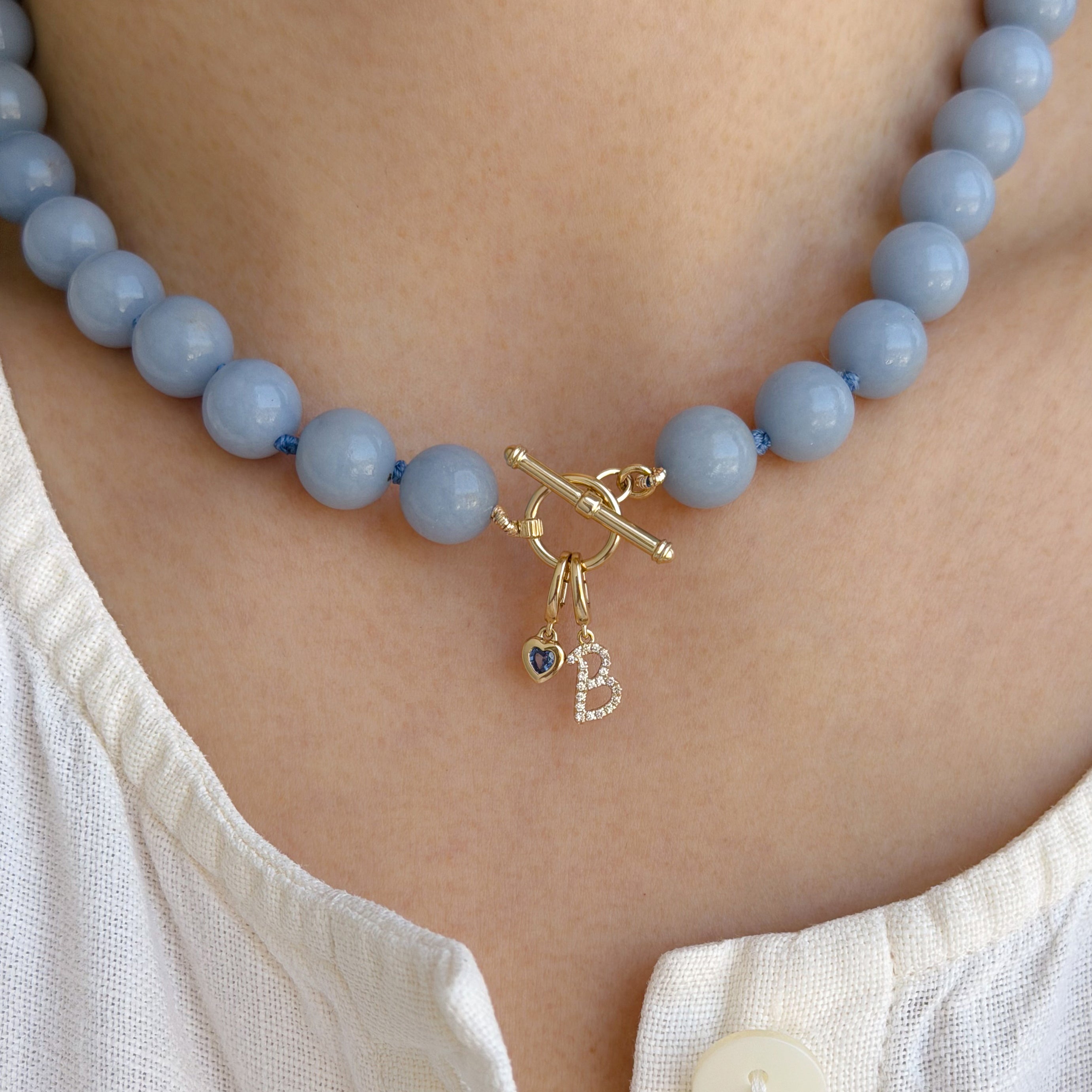 Mini Blue Sapphire Heart Clip Charm