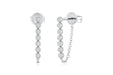 Multi Diamond Bezel Chain Stud Earring in 14k White Gold with diamonds chain earrings