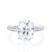 The Emily Engagement Ring with oval cut center diamond with 3-sided micro pave diamonds on platinum band