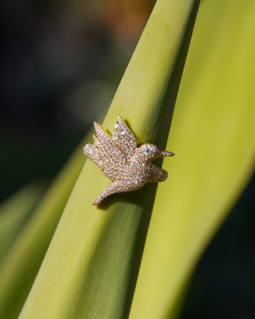 Pave Diamond Hummingbird Ring