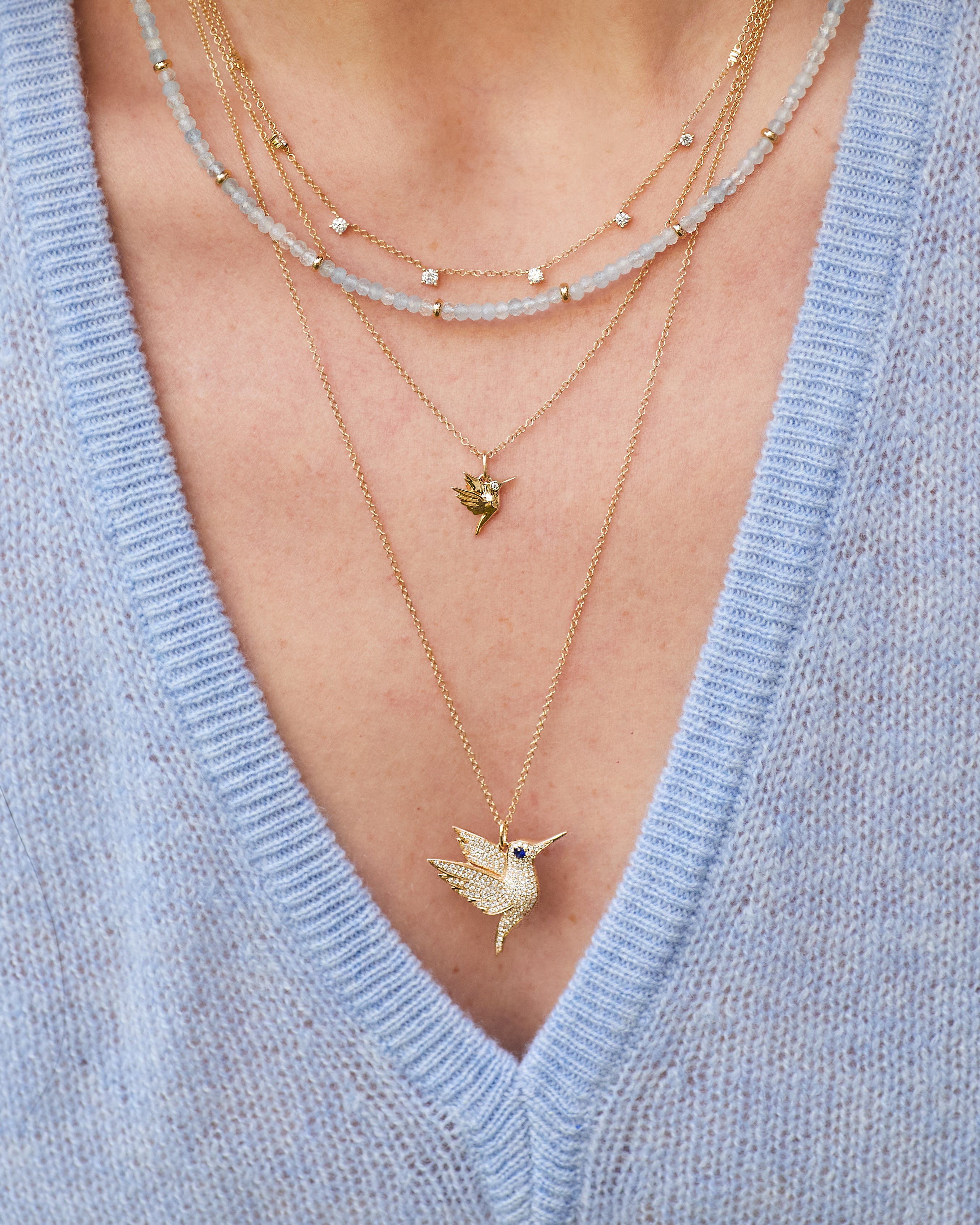 Pavé Diamond Hummingbird Necklace