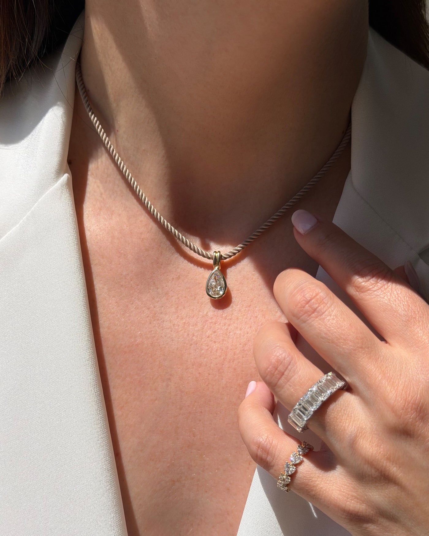 Twisted Cord Necklace In Sandstone