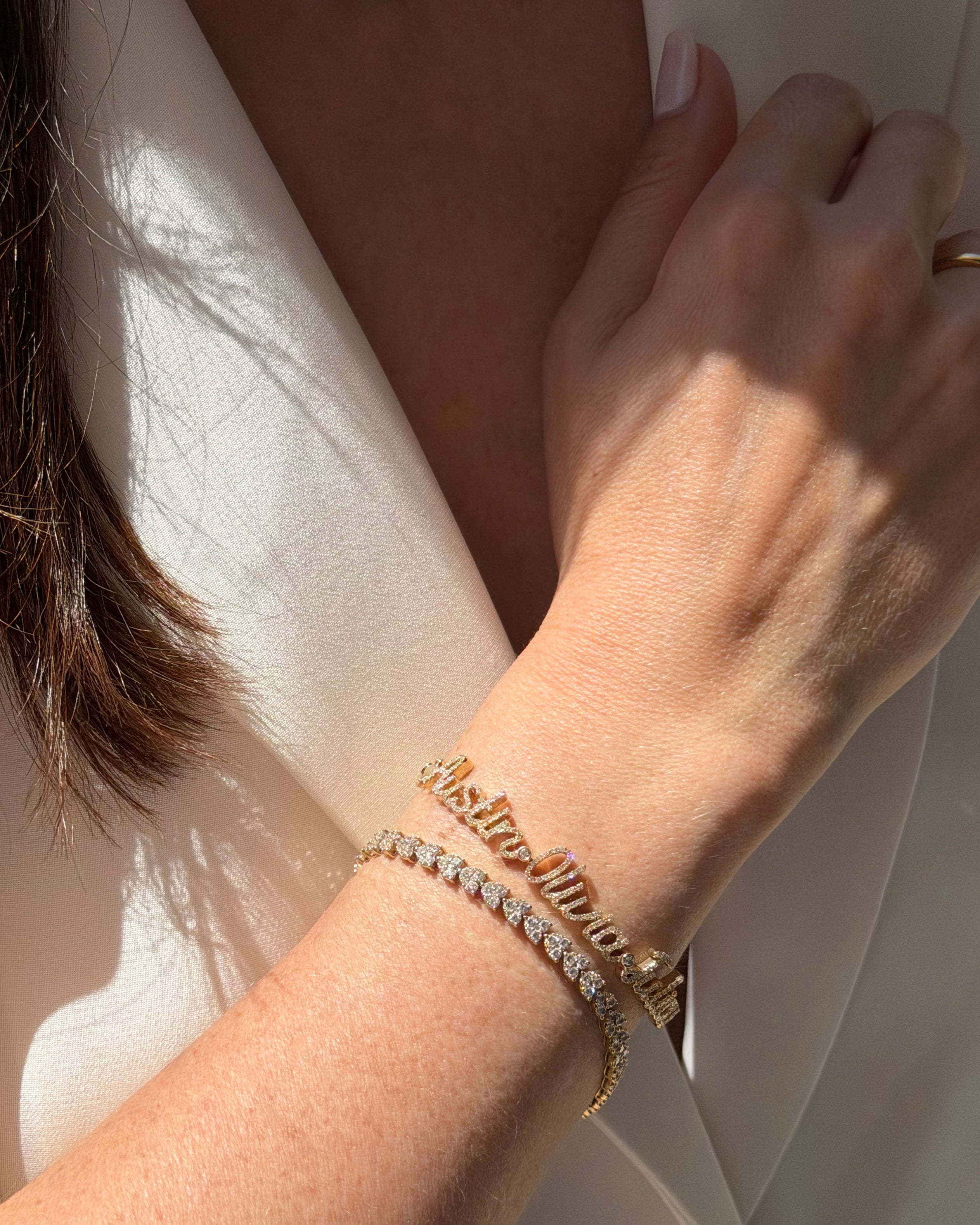 Diamond Script Name Bangle