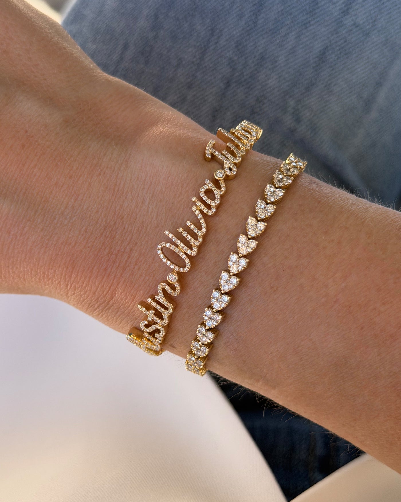 Diamond Script Name Bangle