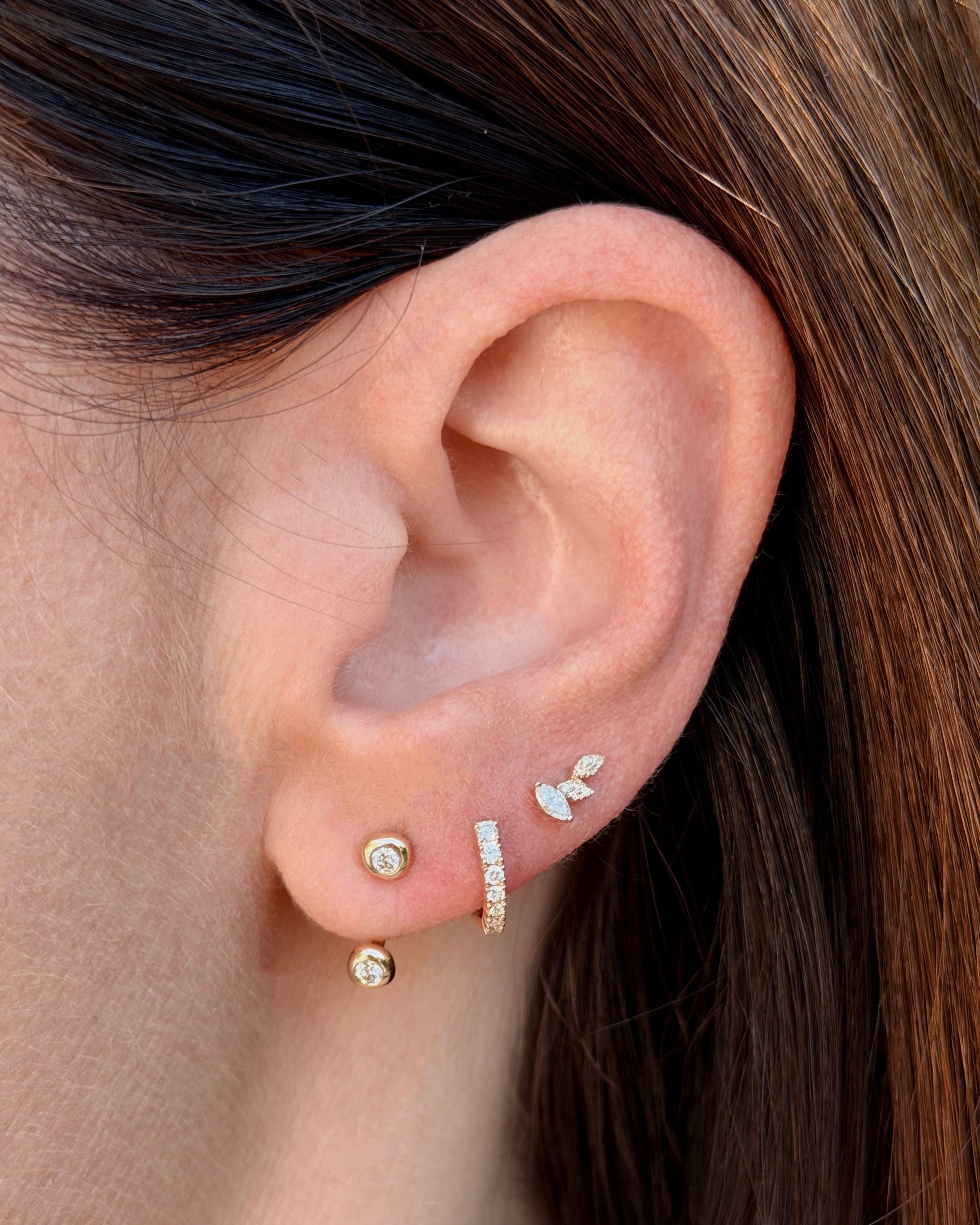 Triple Marquise Stud Earring