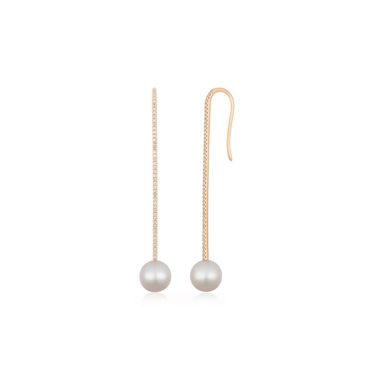 Diamond Bar Pearl Drop Earring