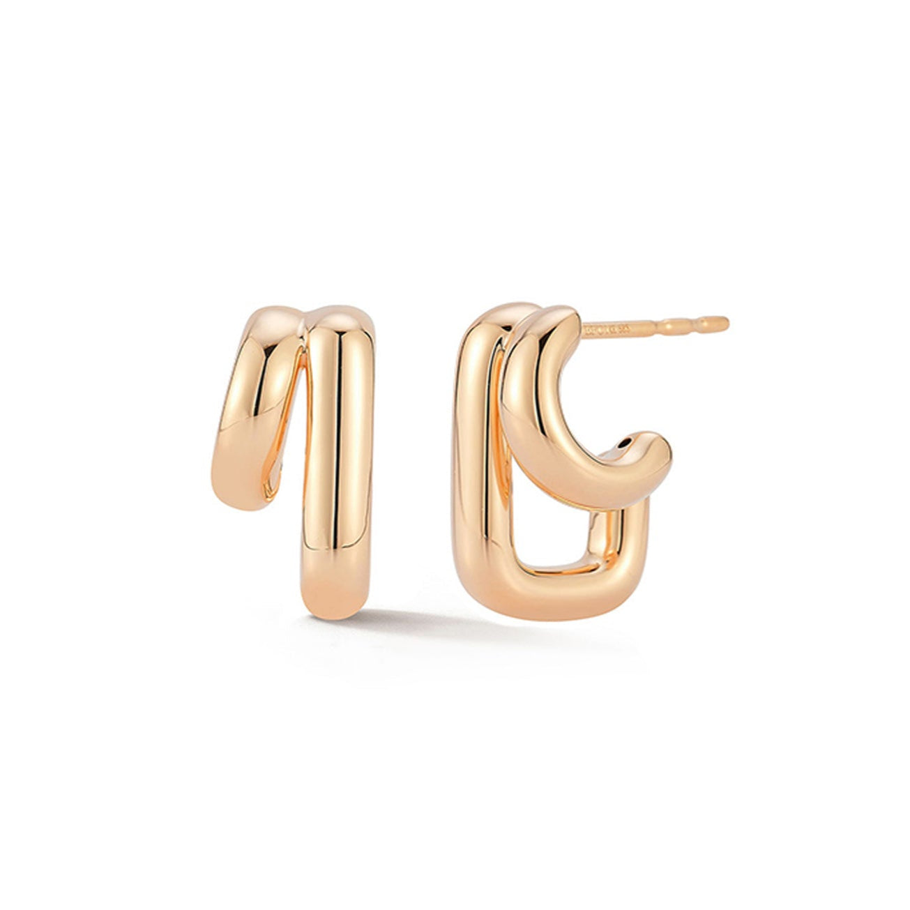 Double Gold Jumbo Huggie Earring