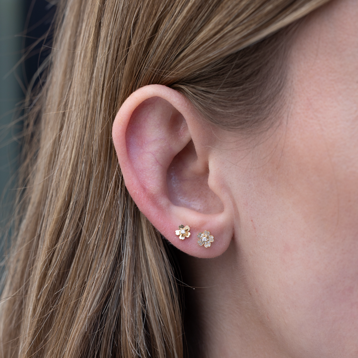 Diamond Mini Cherry Blossom Stud Earring