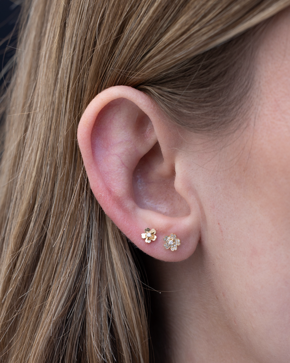 Diamond Mini Cherry Blossom Stud Earring