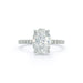 The Jessica Engagement Ring with oval center diamond and micro pave diamonds on white gold band