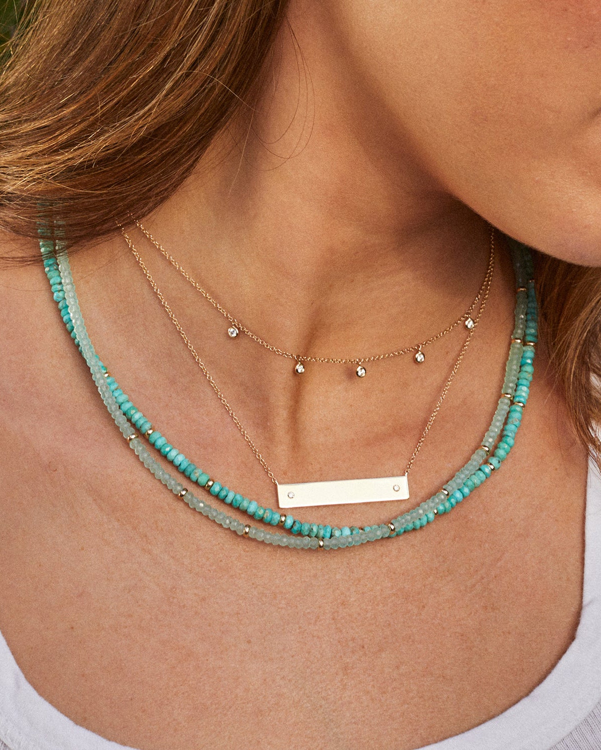 Birthstone Bead Necklace 
In Chalcedony