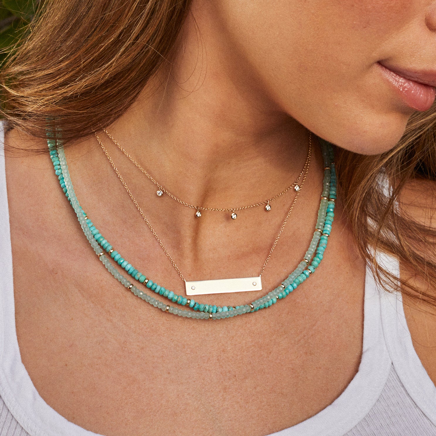 Birthstone Bead Necklace 
In Chalcedony