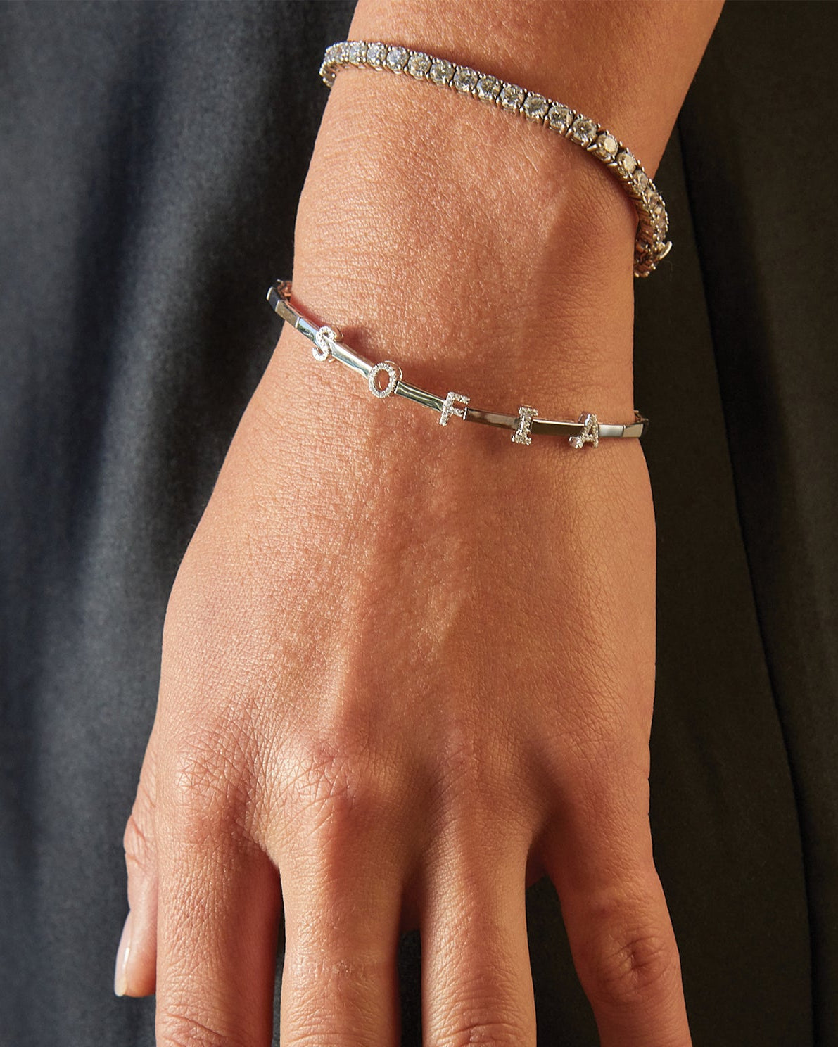 Gold & Diamond Name Eternity Bracelet
