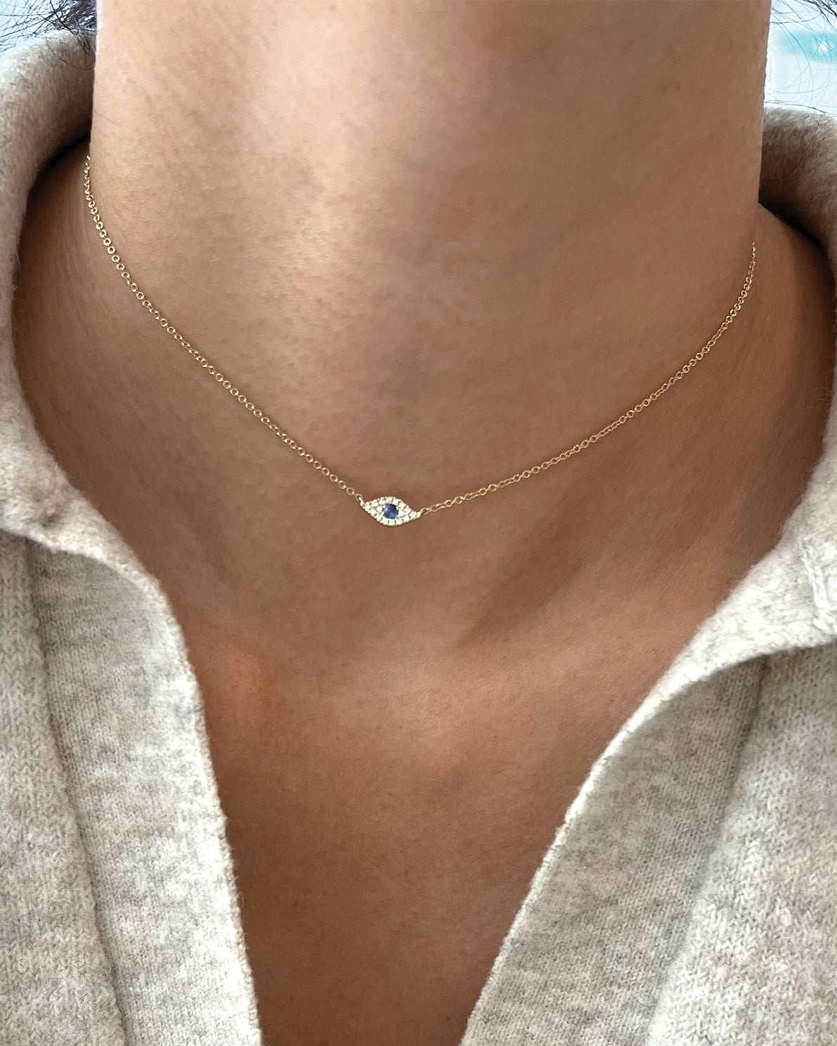 Diamond Evil Eye Choker Necklace