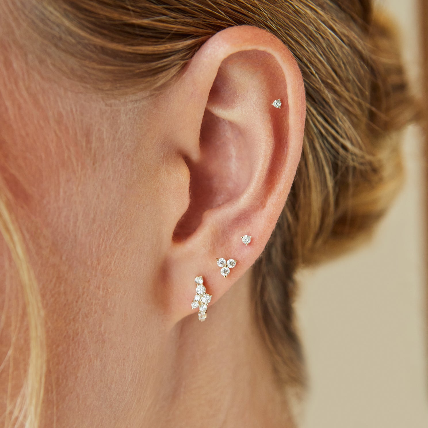 Diamond Cluster Mini Huggie Earring