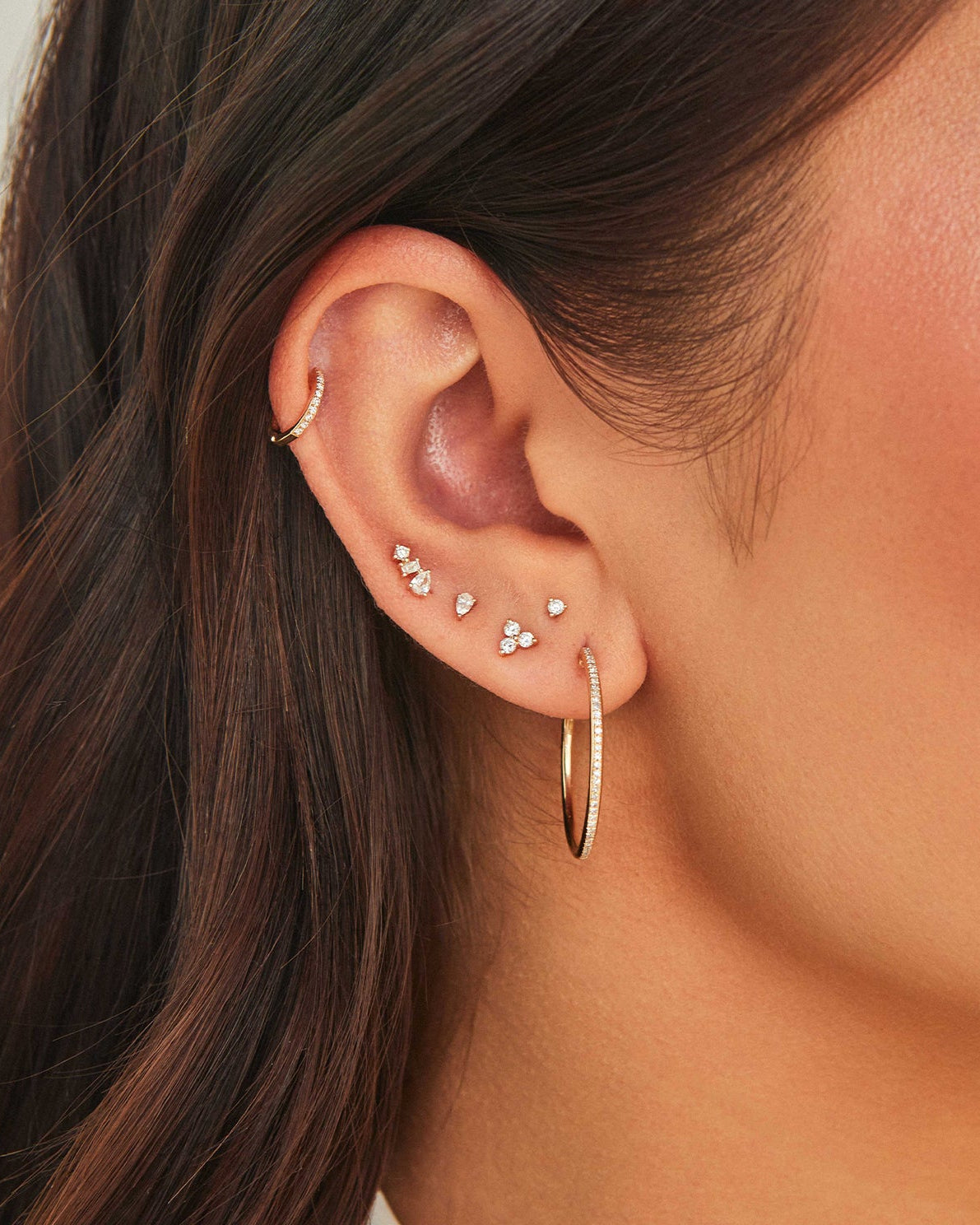 Diamond Multifaceted Stud Earring