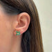 Emerald & Diamond Trio Cluster Stud Earrings in 14k yellow gold styled on ear of model