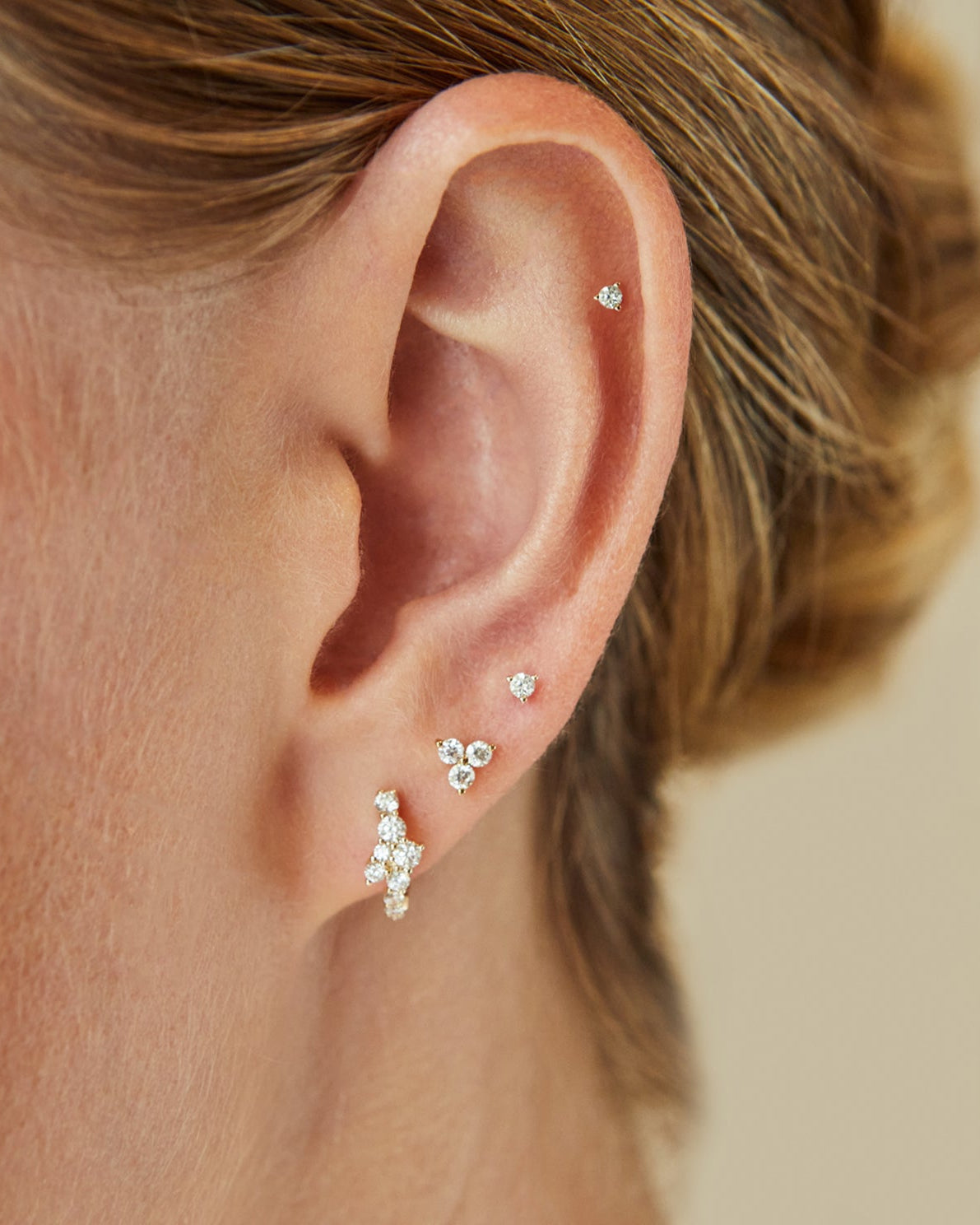 Diamond Trio Stud Earring