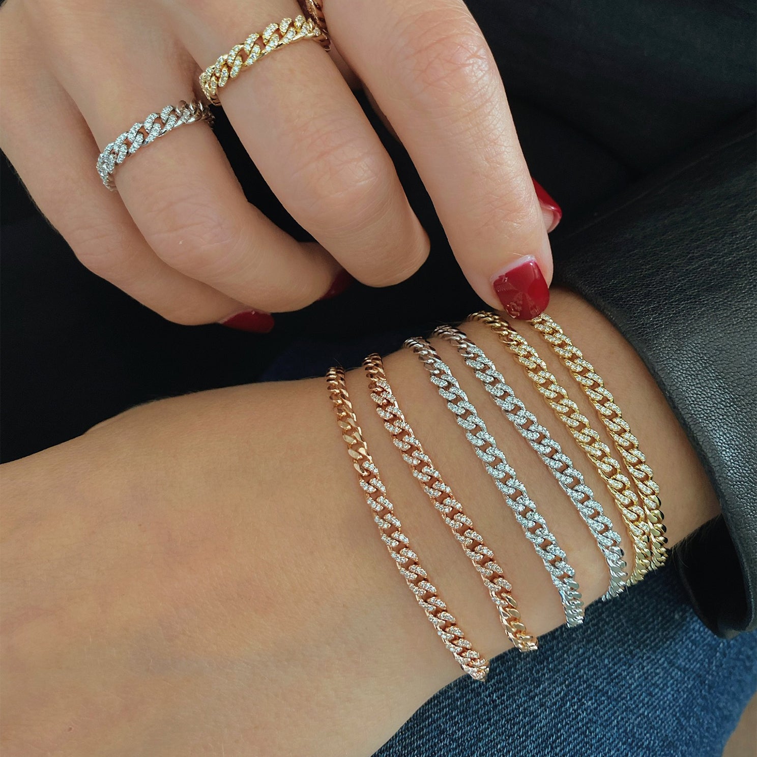 Diamond curb chain bracelet Clearance
