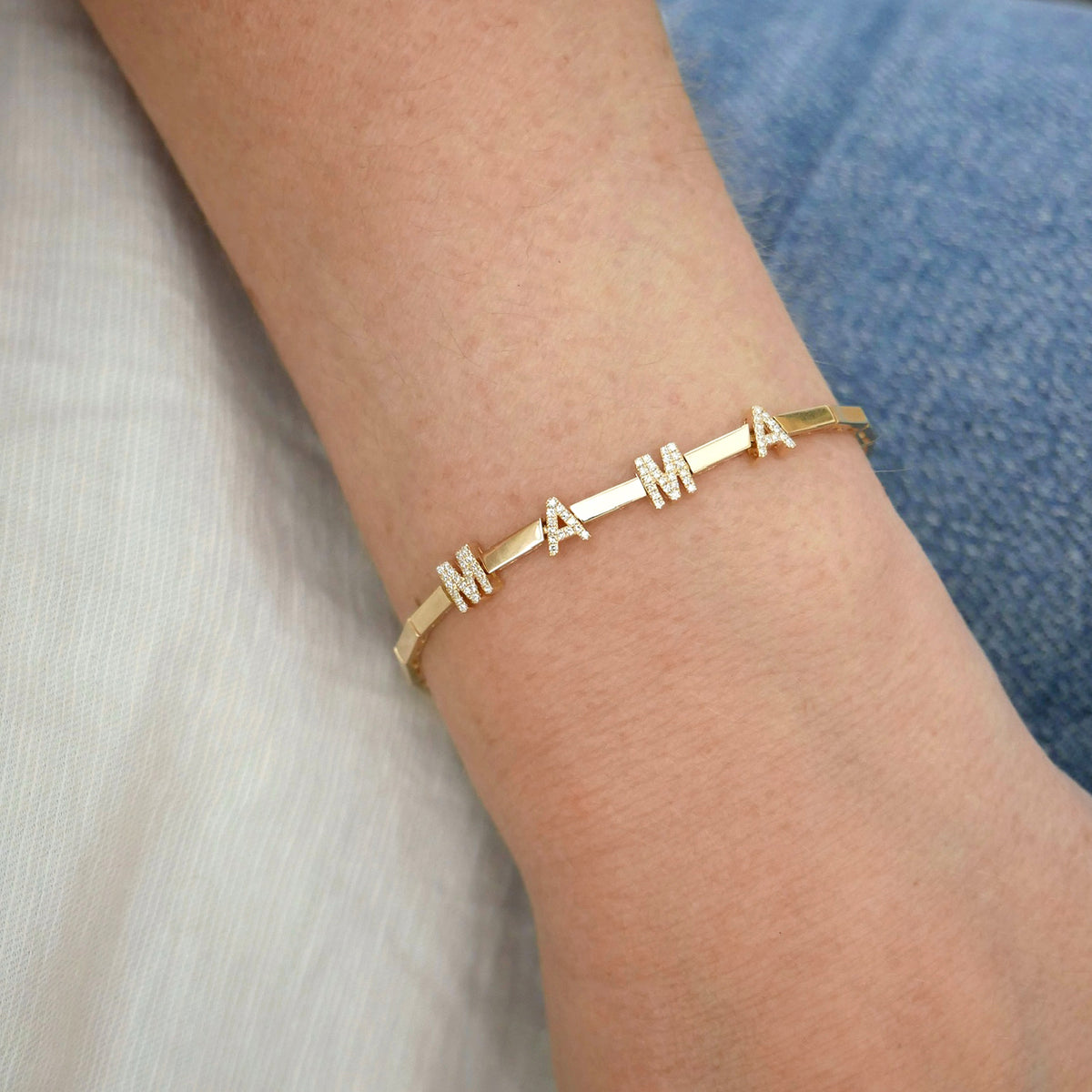 Gold Diamond Mama Bracelet