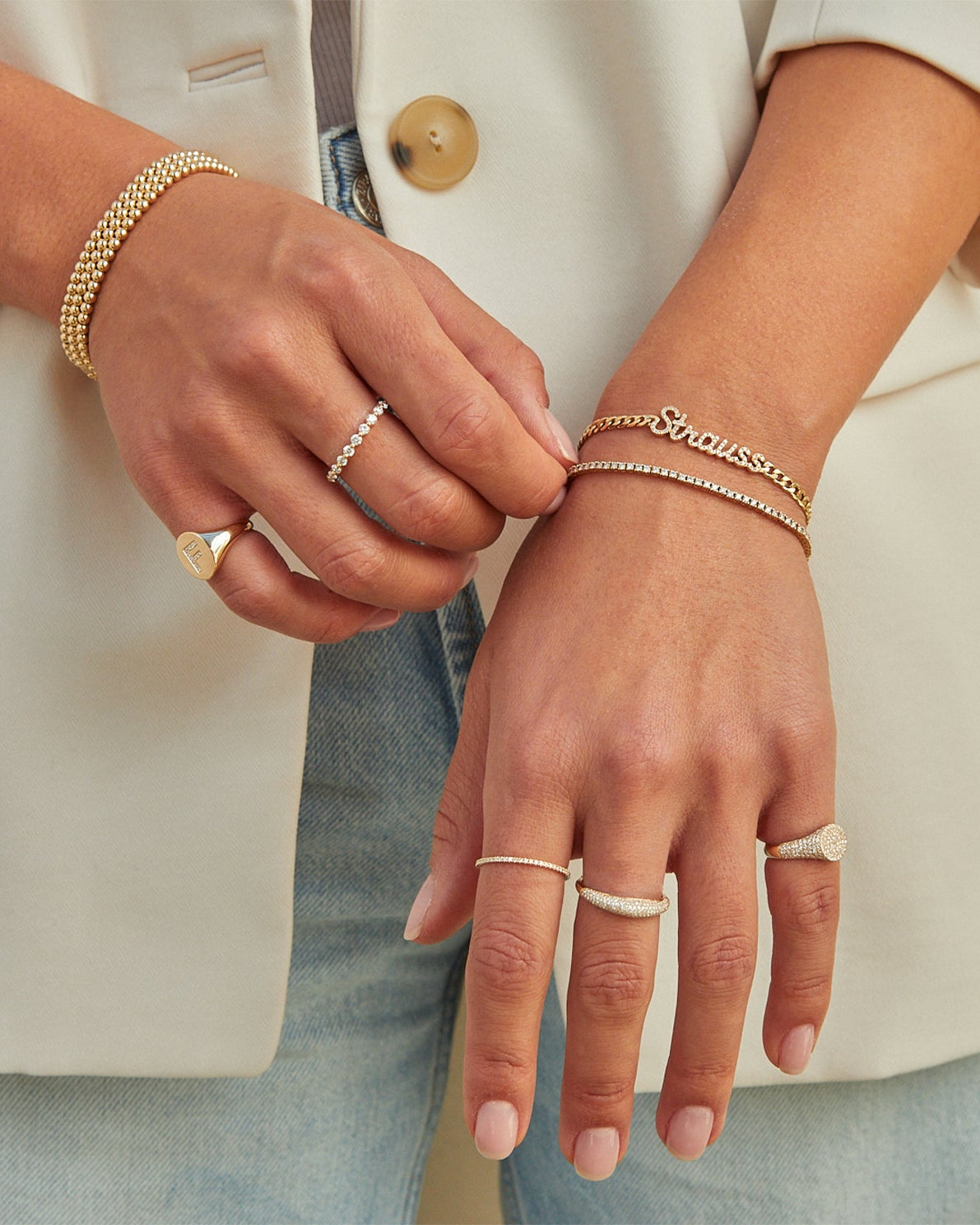 Diamond Script Name Curb Chain Bracelet