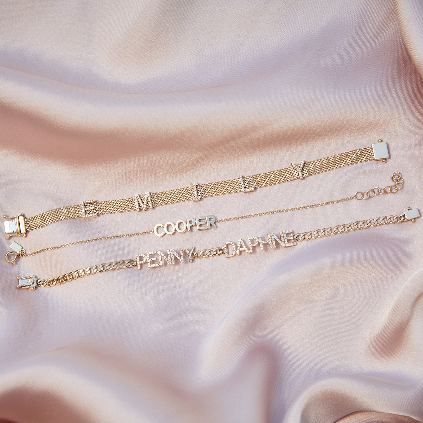 Gold Block Name Bracelet
