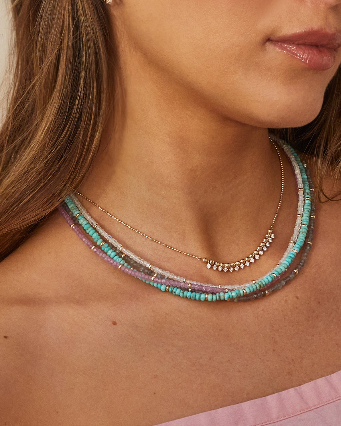 Birthstone Bead Necklace In Turquoise
