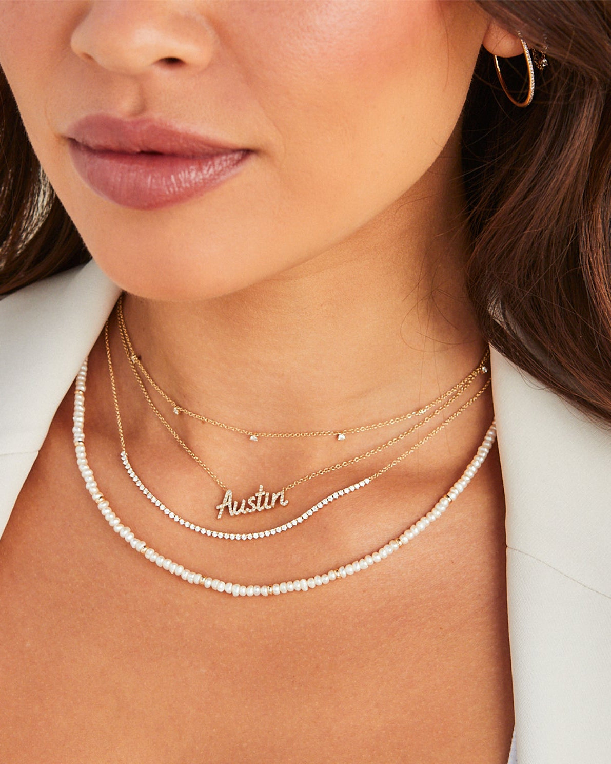 Birthstone Bead Necklace In Pearl