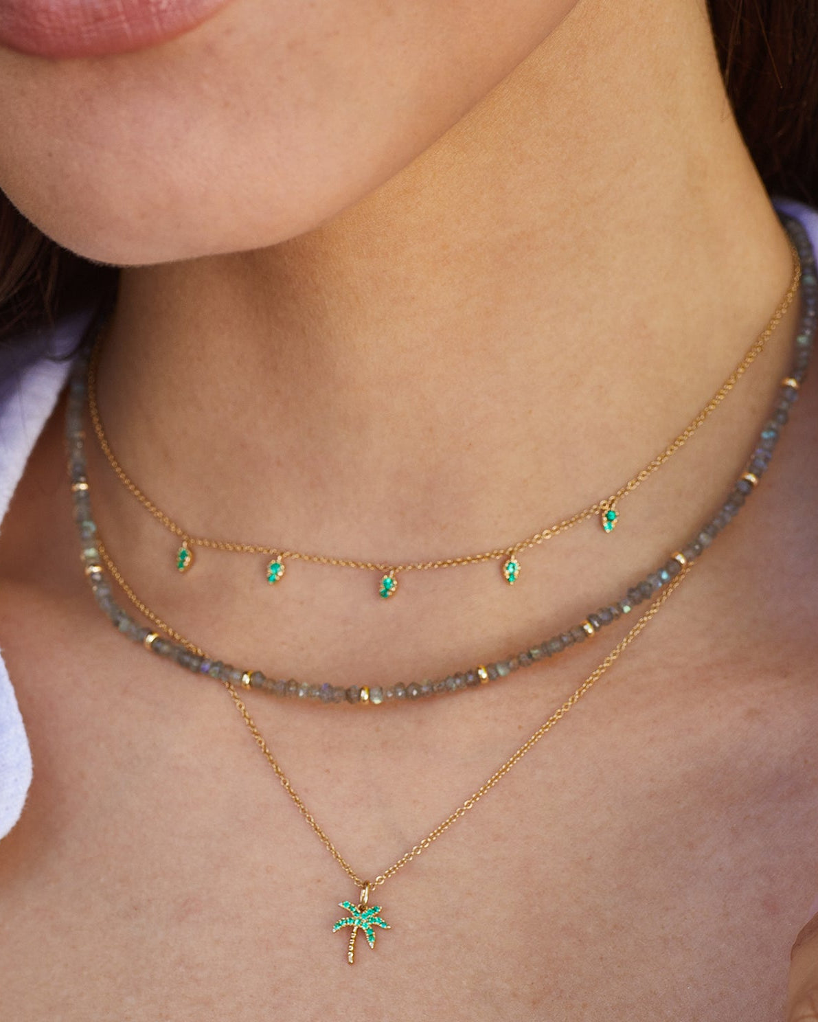 Birthstone Bead Necklace 
In Labradorite