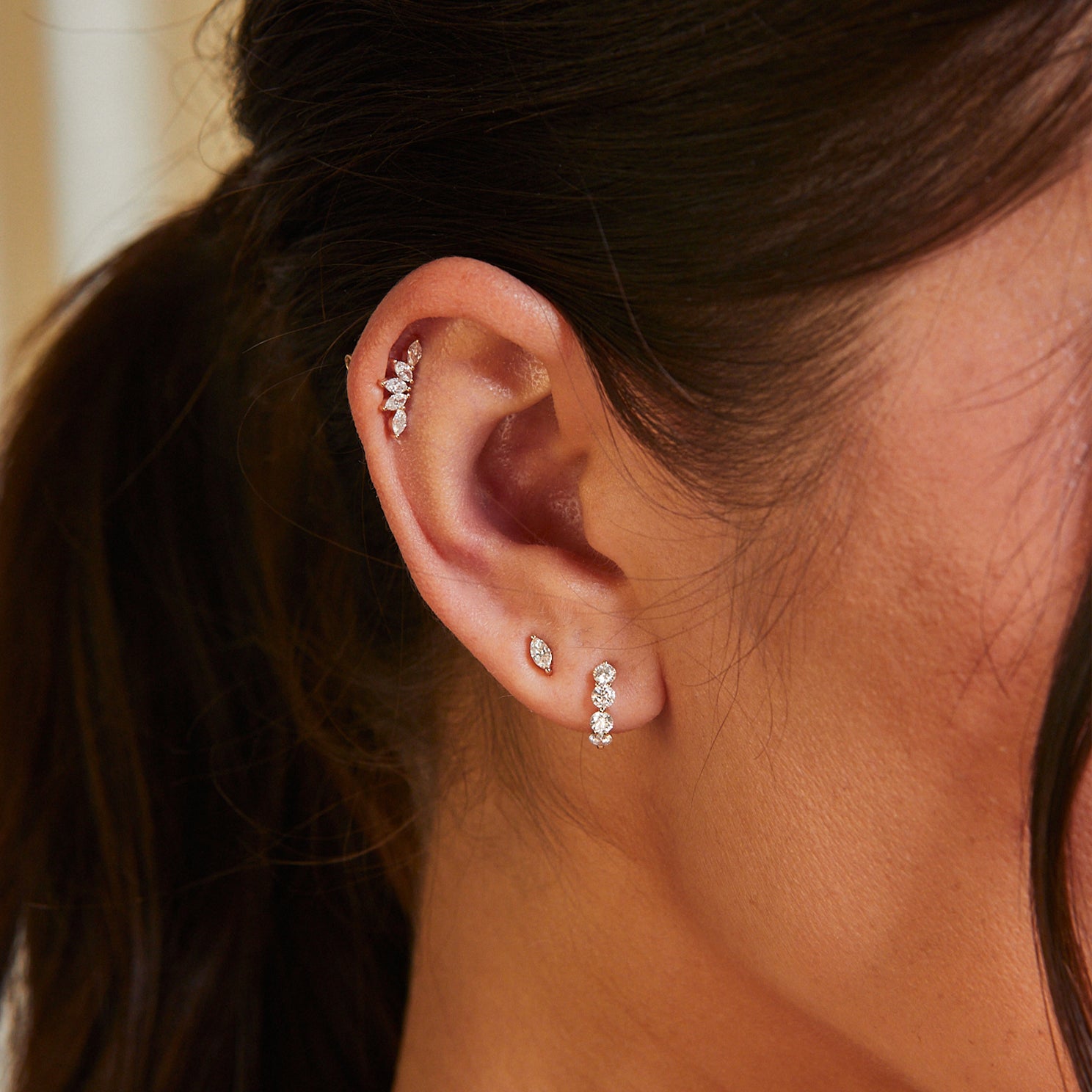 Diamond Marquise Stud Earring