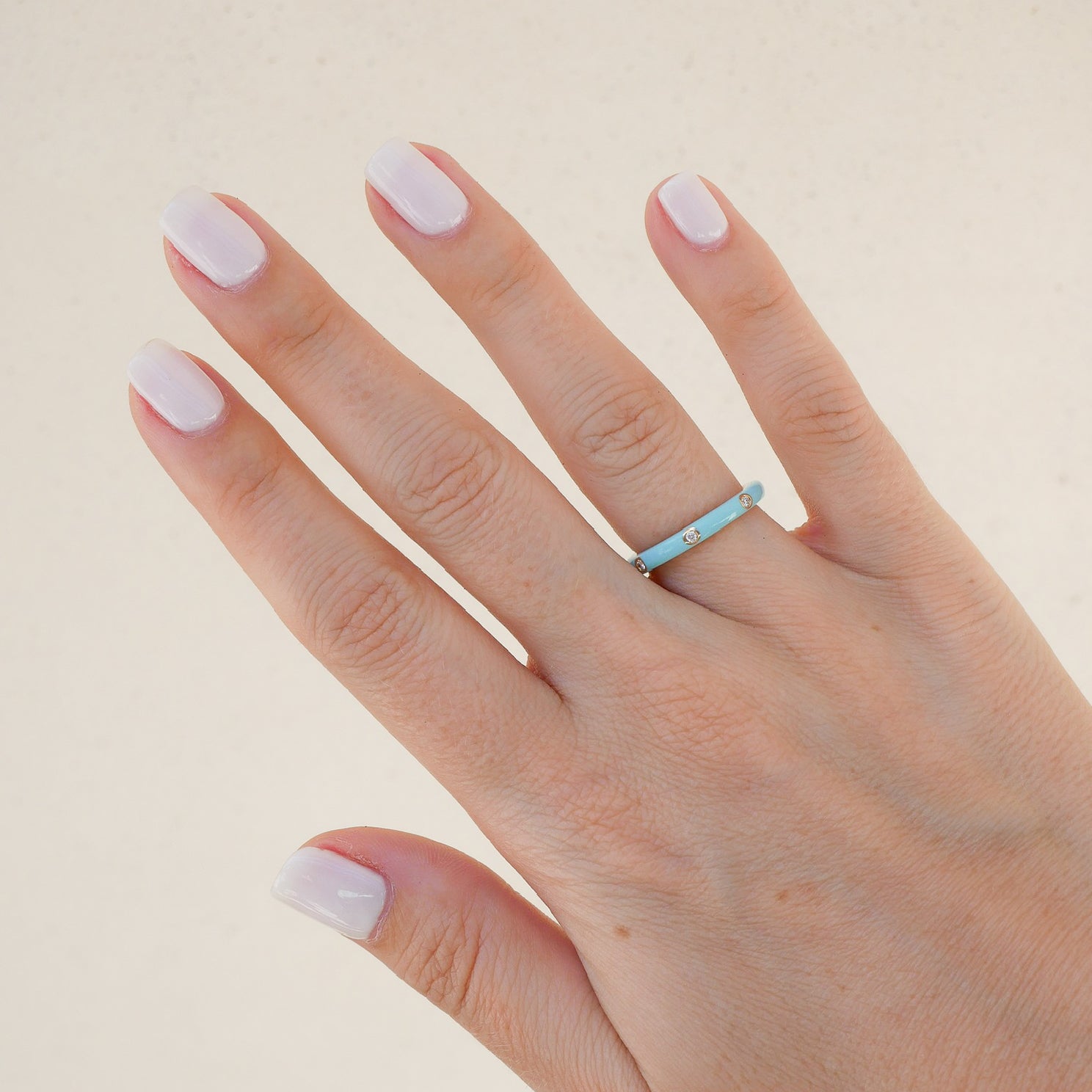 3 Diamond & Turquoise Enamel Stack Ring