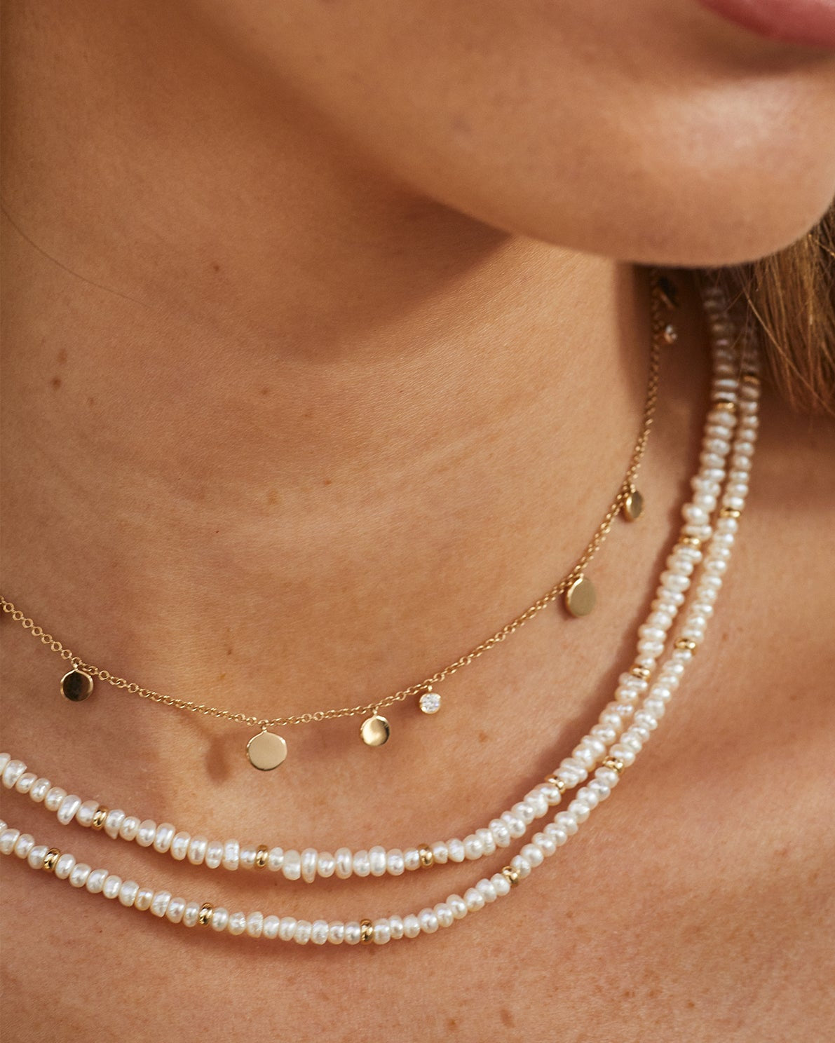 Birthstone Bead Necklace In Pearl