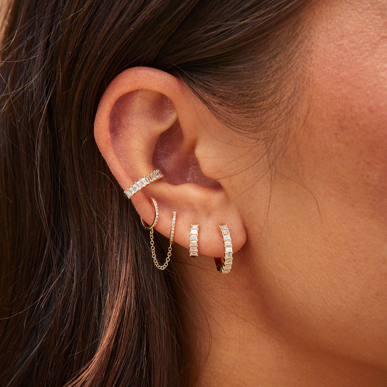 Chevron V Diamond Earrings, Cartilage Earrings, Stud Earrings