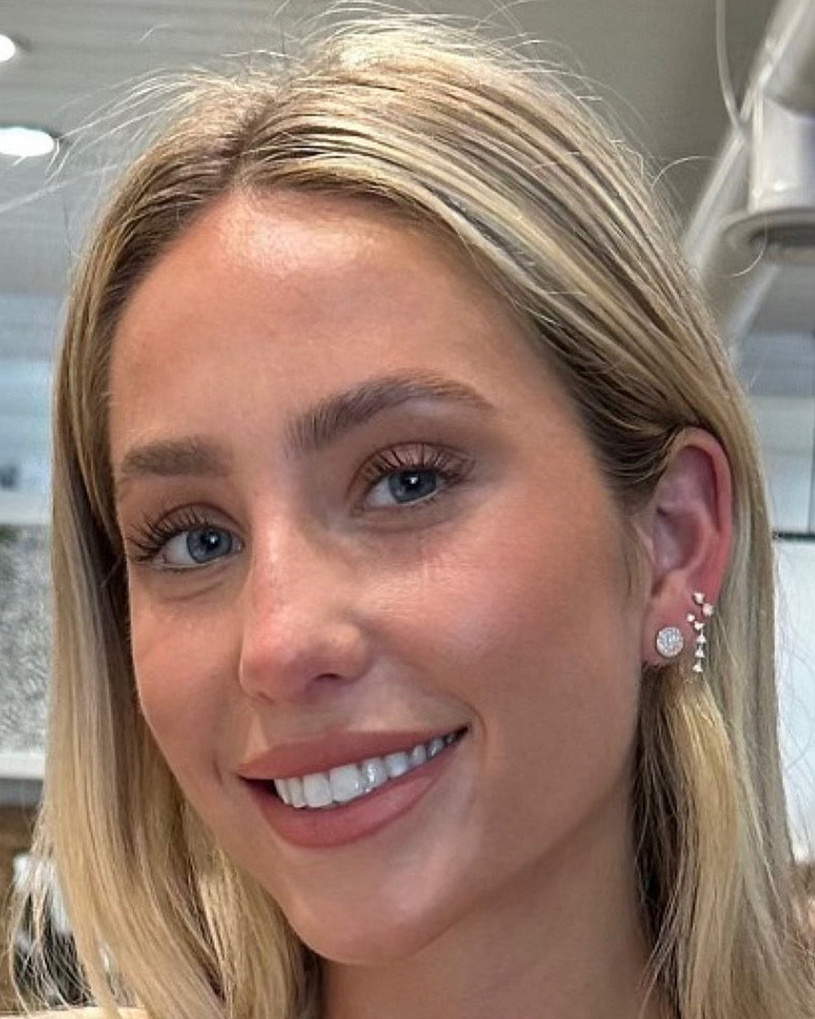 Multi Diamond Chain Stud Earring