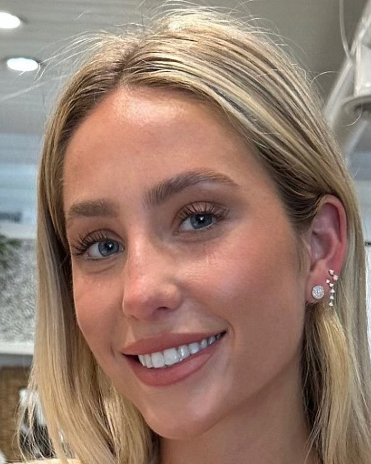 Prong Set Diamond Dangle Stud Earring
