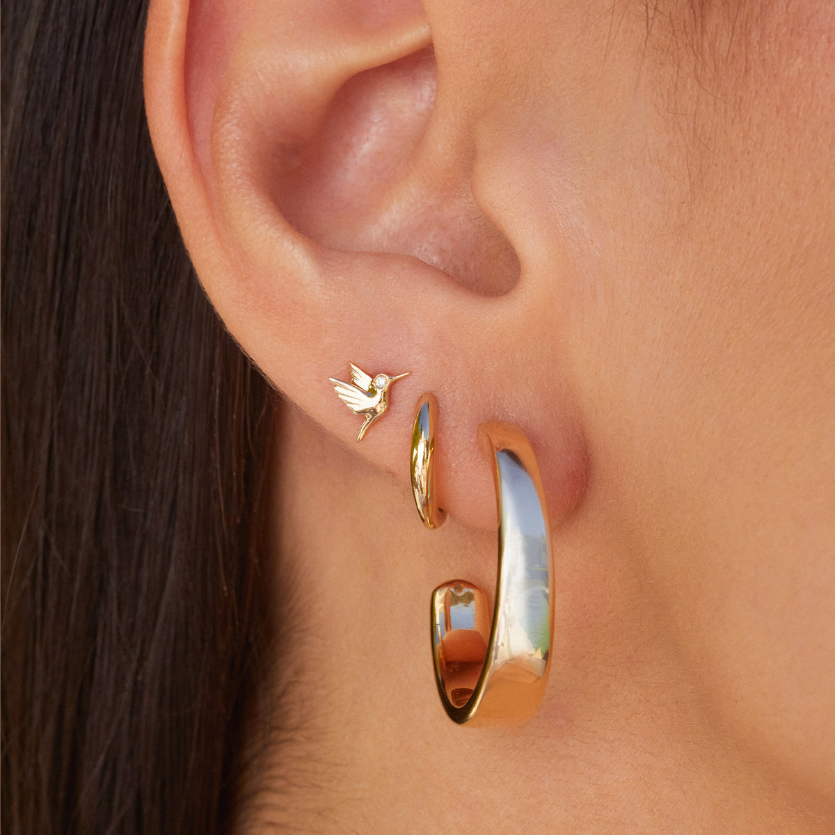 Gold Dome Huggie Earring