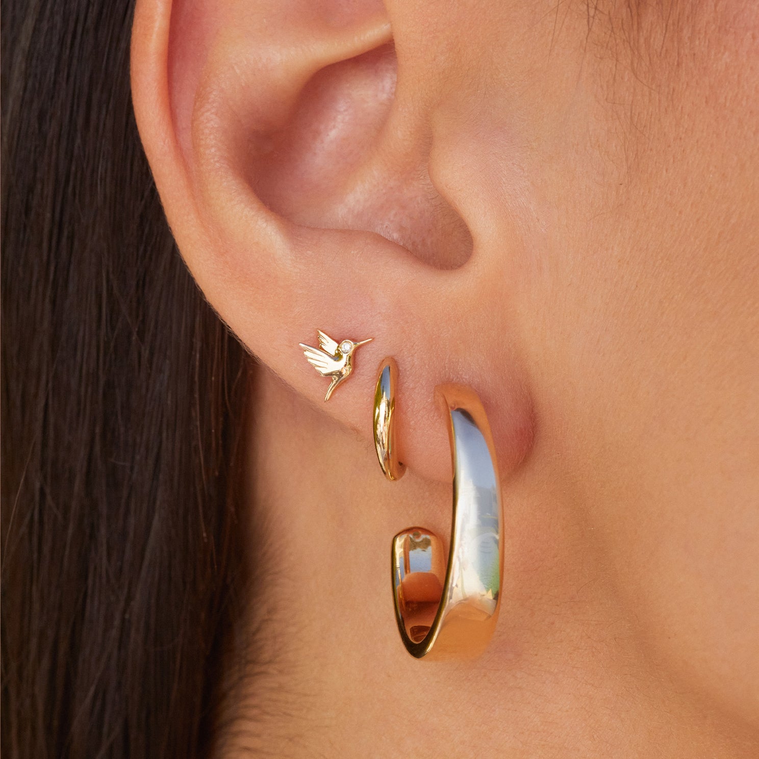 Gold Dome Huggie Earring