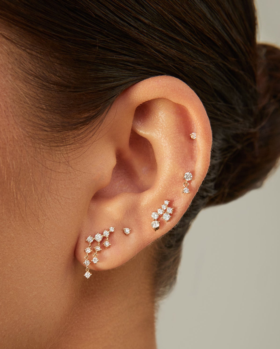 Prong Set Diamond Dangle Stud Earring