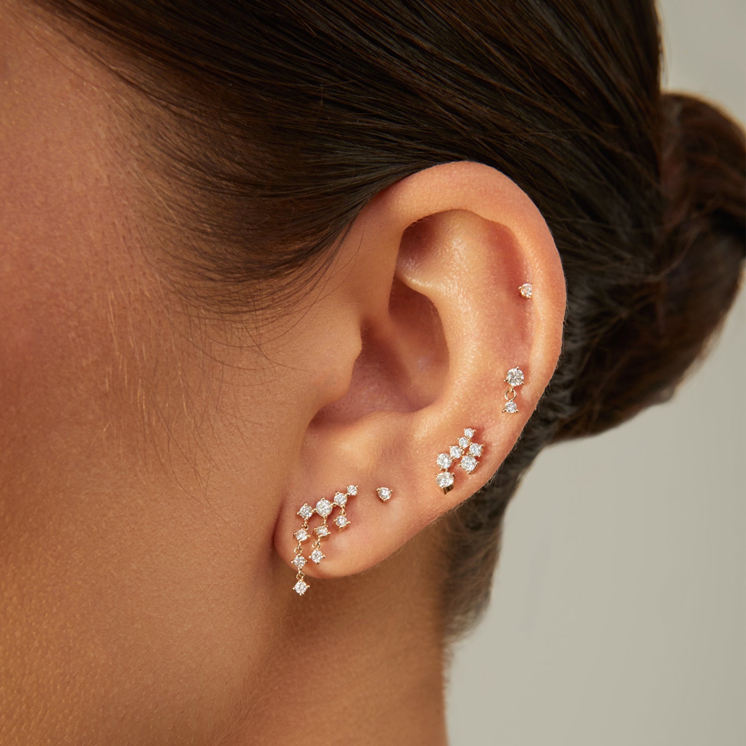Prong Set Diamond Dangle Stud Earring