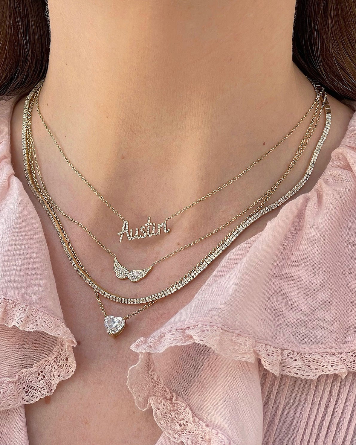 Diamond Double Angel Wing Necklace