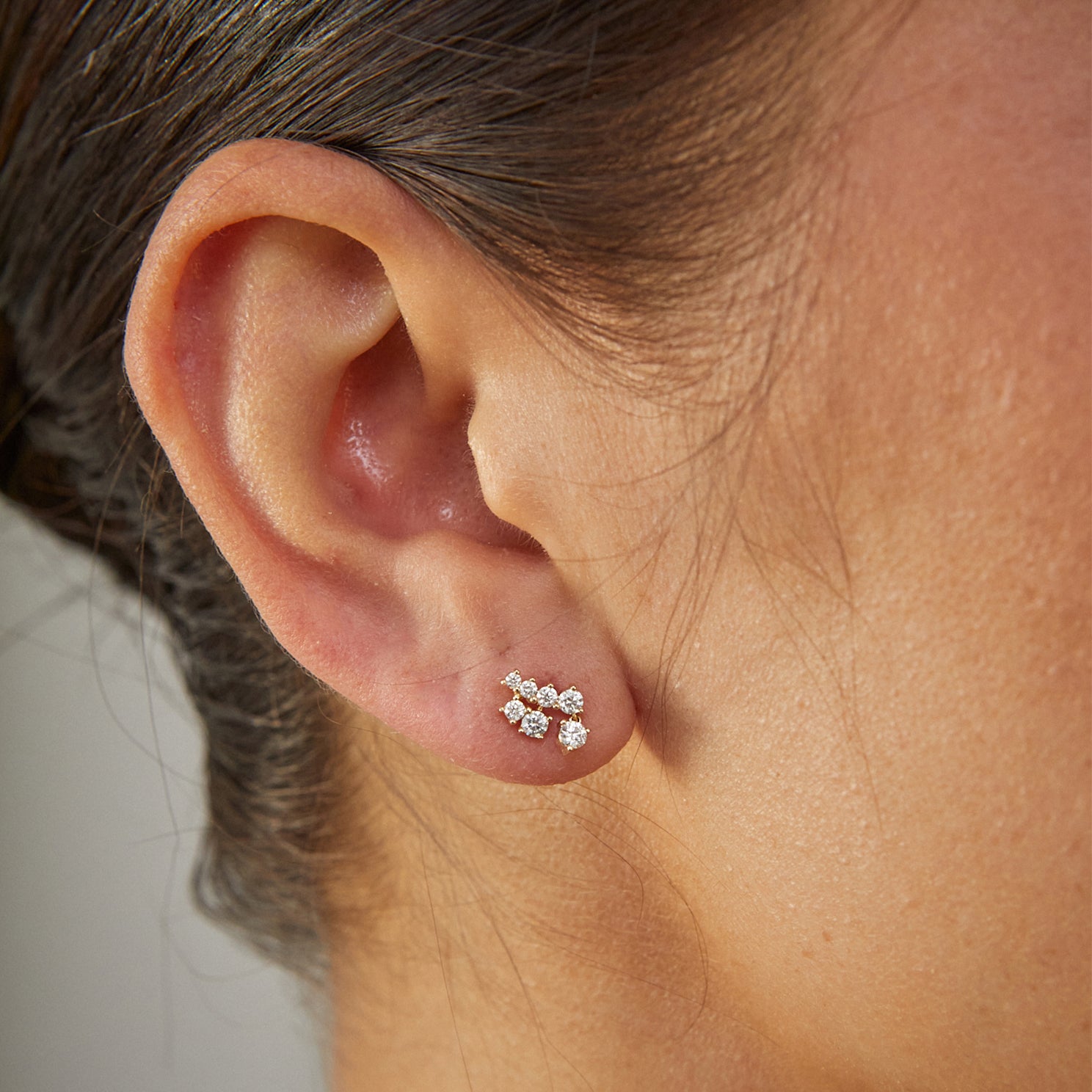 Diamond Cluster Dangle Stud Earring