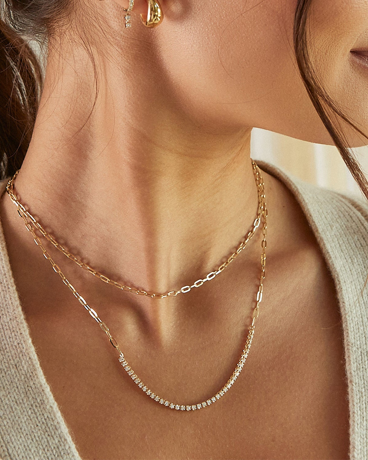 Diamond Segment Mini Link Necklace
