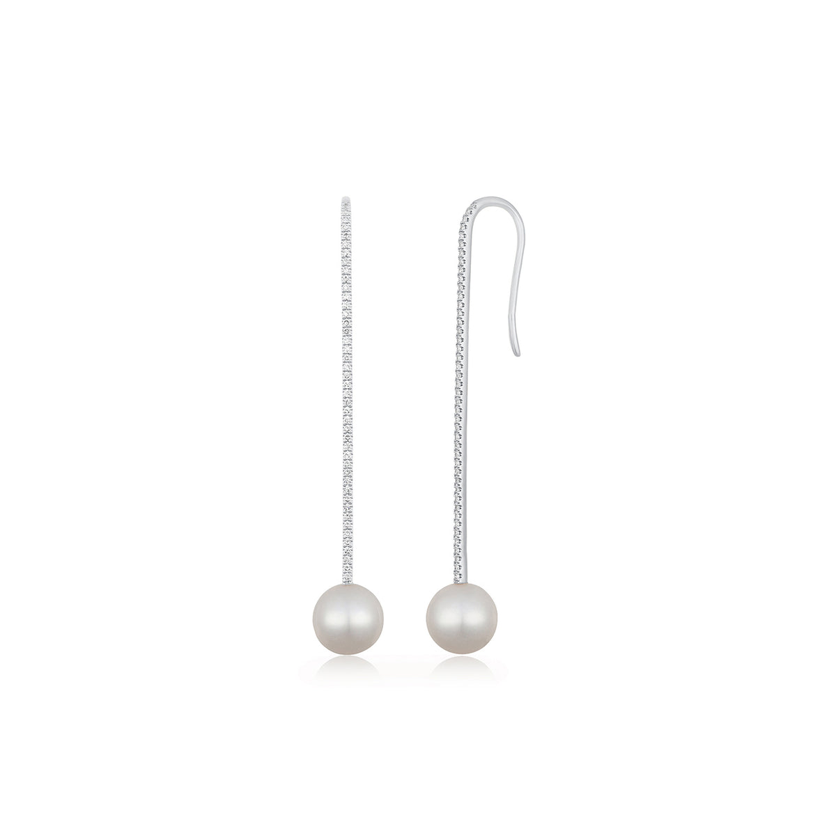 Diamond Bar Pearl Drop Earring