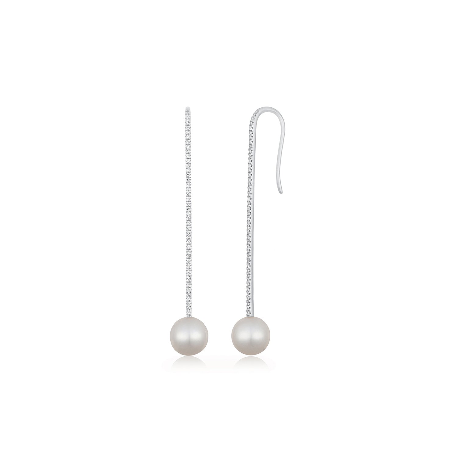 Diamond Bar Pearl Drop Earring