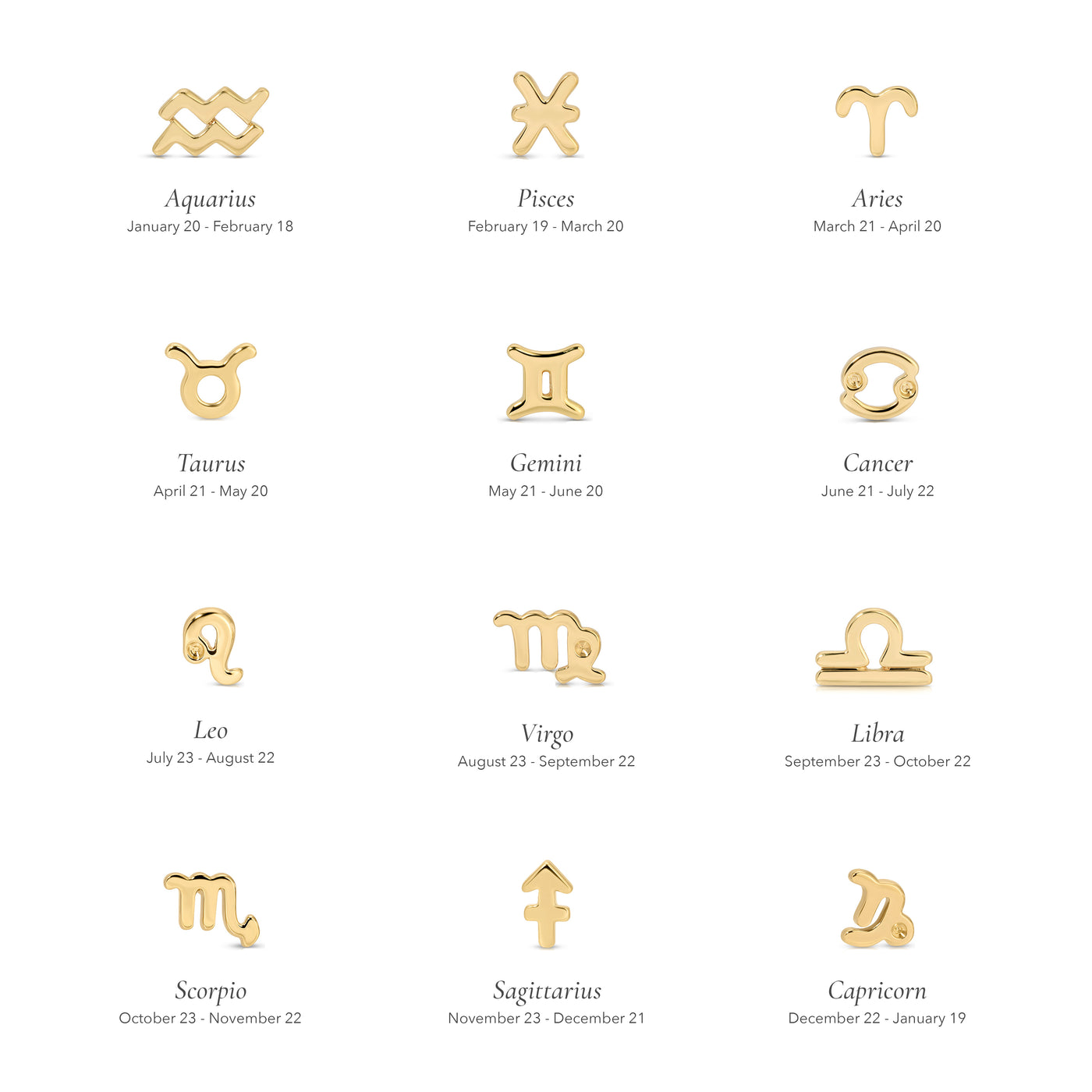 Mini Gold Zodiac Stud Earring